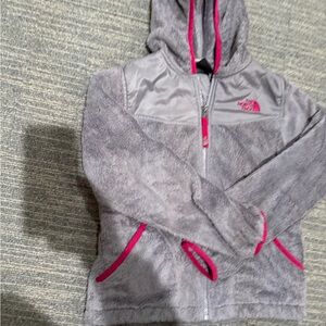 The North Face Kids Hoodie in Gray with Pink Trim